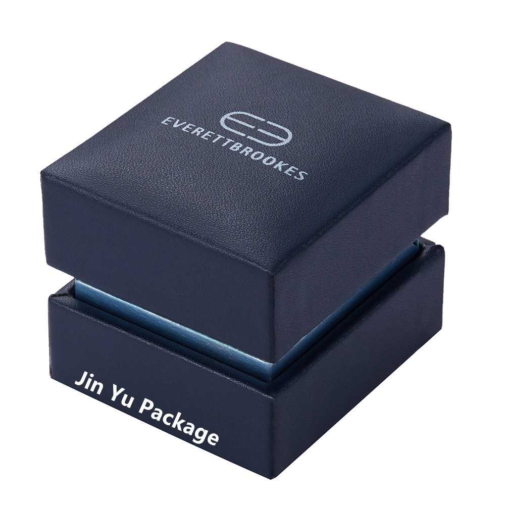 Custom Luxury Navy Blue Leather Paper Plastic Gift Ring Jewelry Packaging Box