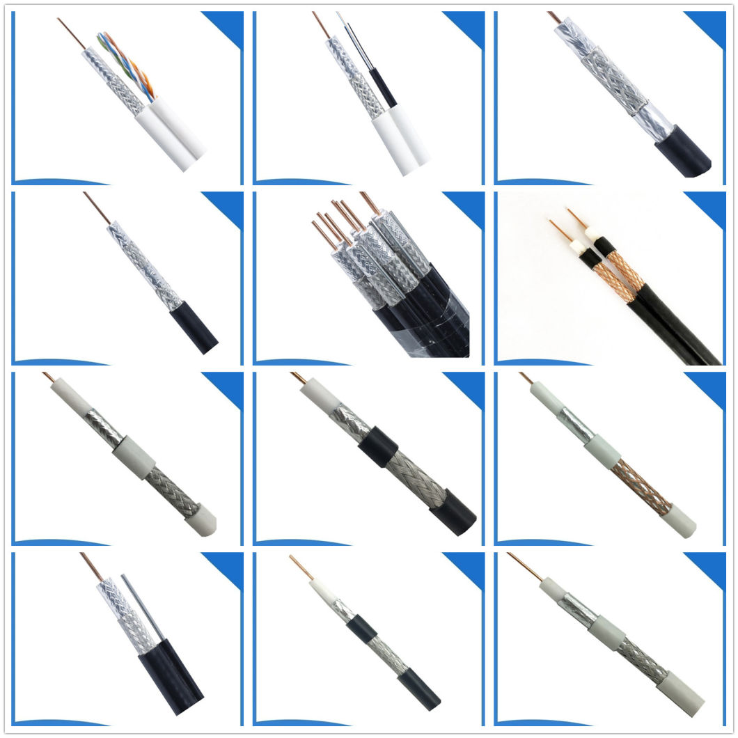 Communication Cable RG6 Coaxial Cable Audio Video Cable for TV Antenna Satellite Dish with F Connector for Set Top Box