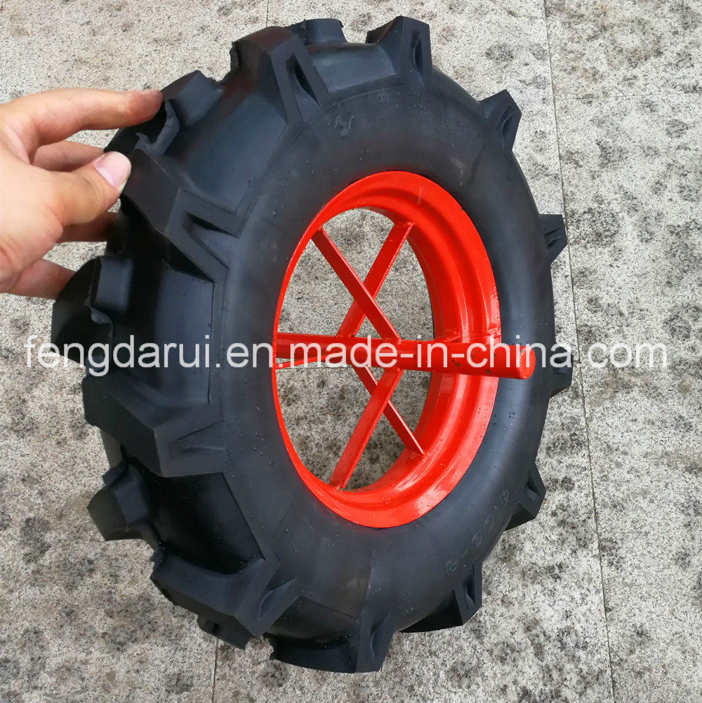 16 Inch 4.00-8 Solid Rim Rubber Wheel in Wheelbarrow/Trolley/Cart