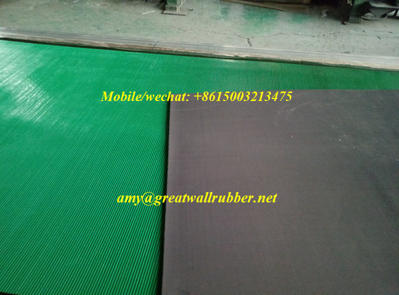 Green Black Composite Ribbed Anti-Static Flooring Rubber Matting