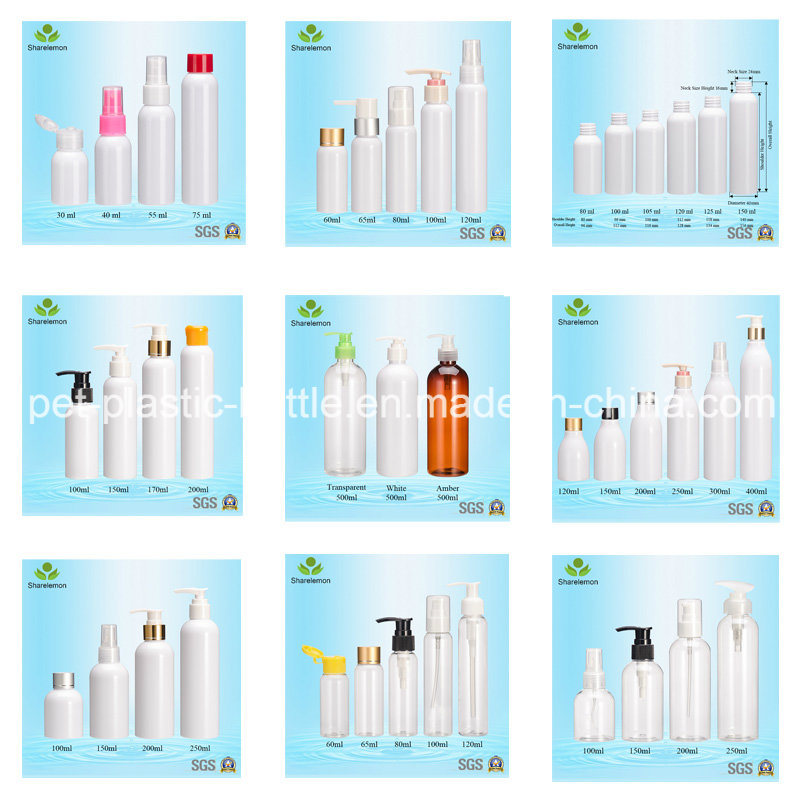 Clear Cosmetic Plastic Cylinder Bottles with Lotion Pump