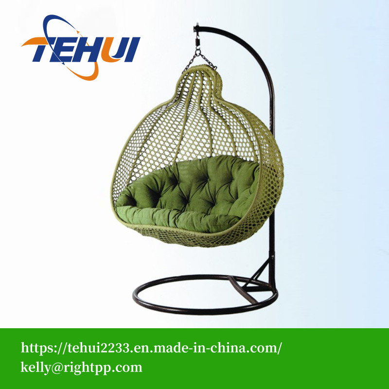 Th17053 Modern Leisure Wicker Patio Outdoor Home Office Hotel Dia5.0mm Wicker Swing Hanging Chair Green