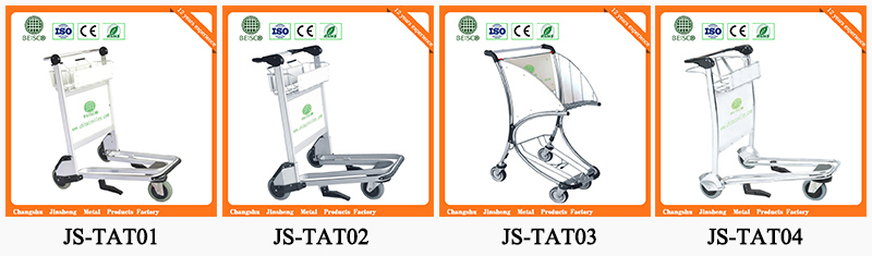 Nature Rubber Wheels Stainless Steel Airport Trolley