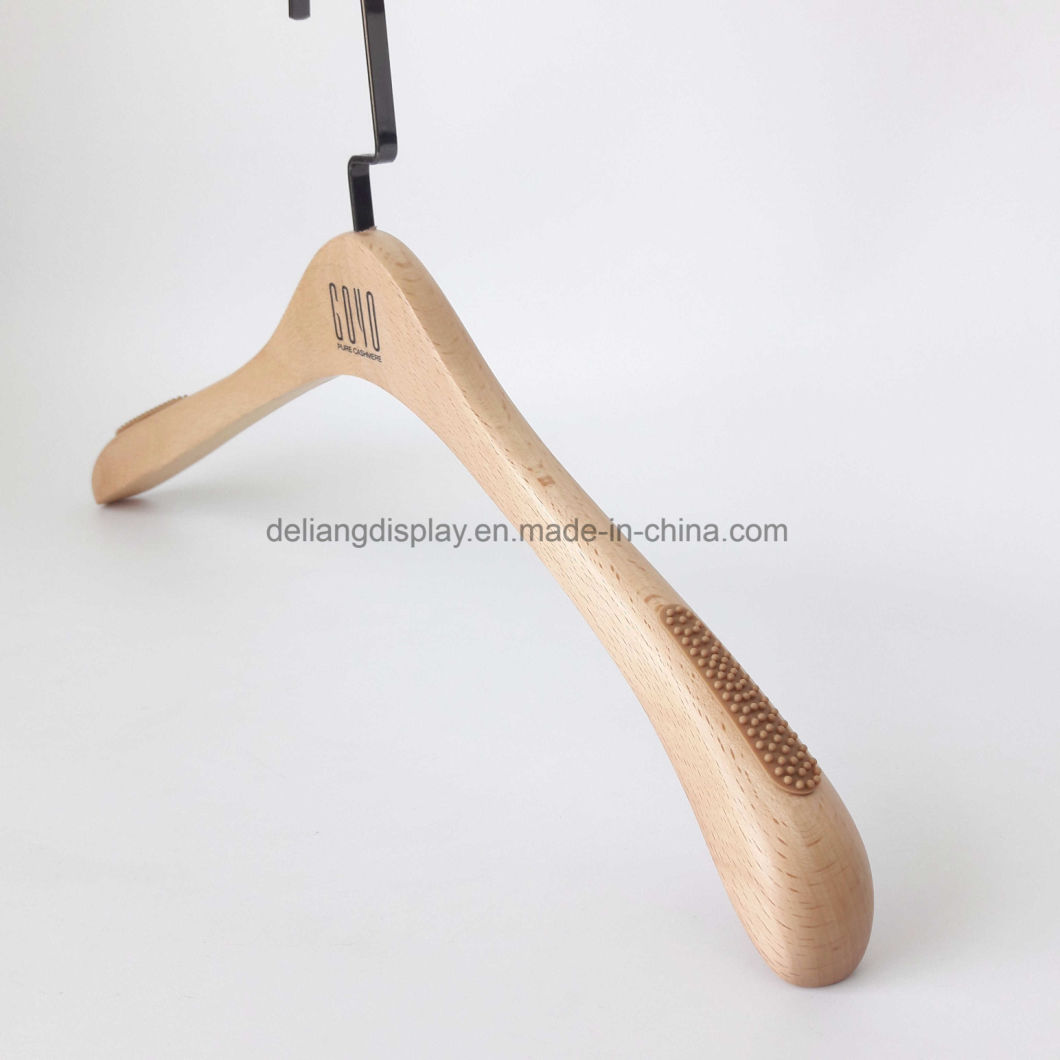 Beech Wood Hanger with Anti-Slips in Natural Wood Color