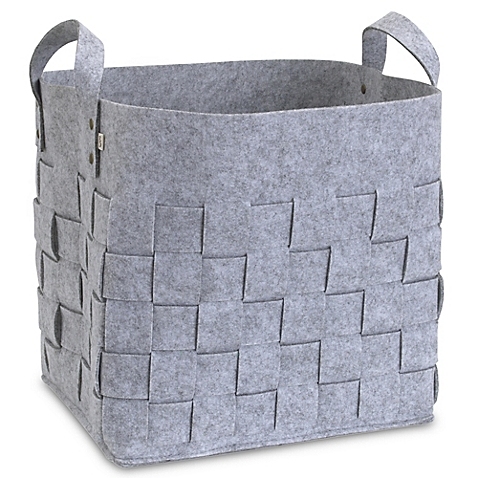 China Manufacturer Wholesale Price Multi Functional Knitted Non Woven Polyester Grey Felt Storage Basket