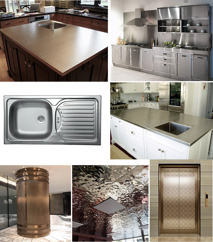 Ss 201 304 Stainless Steel Sheet Hl Finish and No. 4 Surface for Interior Cladding and Kitchen Cabinet Works