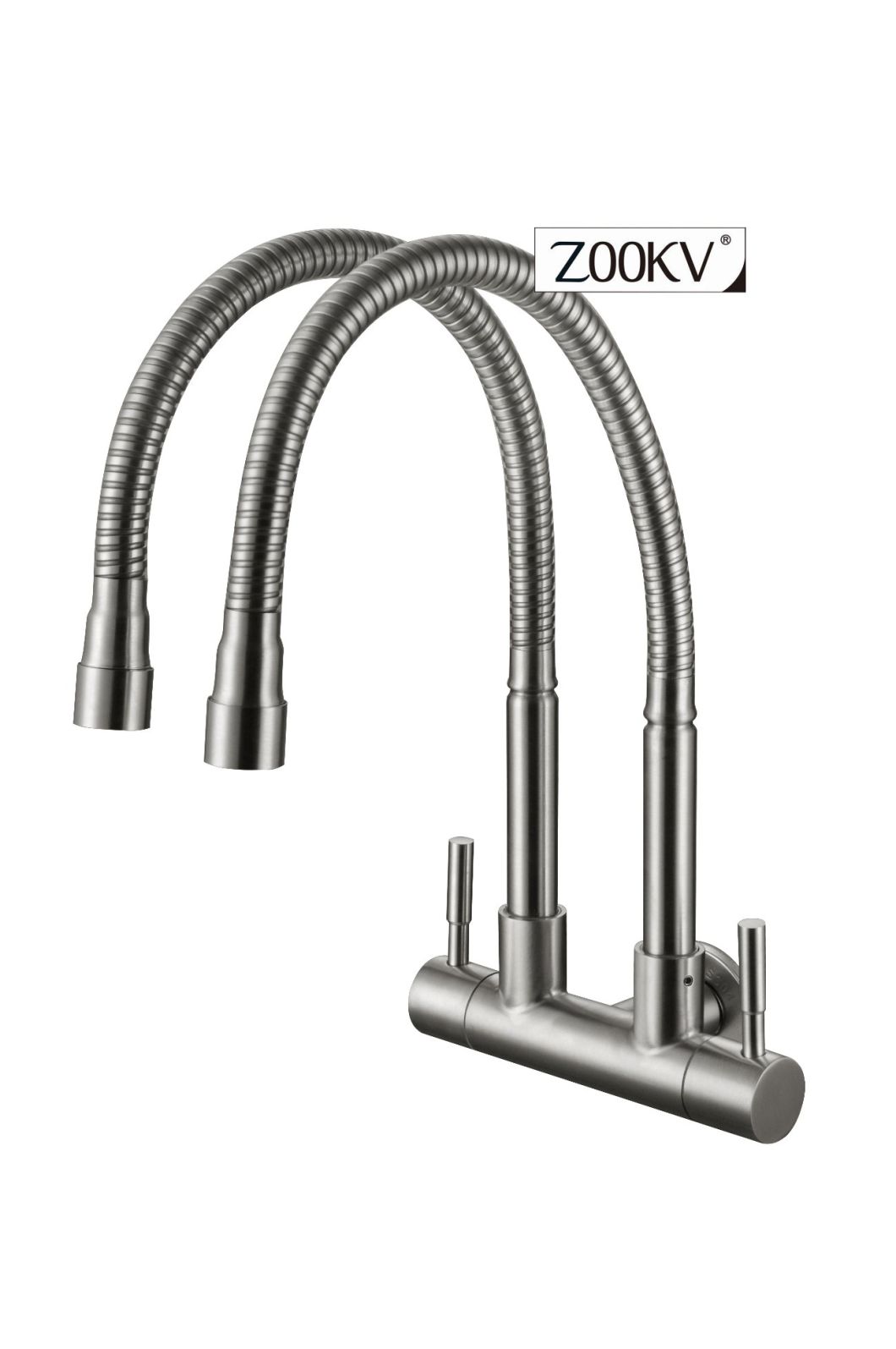 Double Pipe Wall Mounted Single Cold Kitchen Water Faucet Sink Mixer