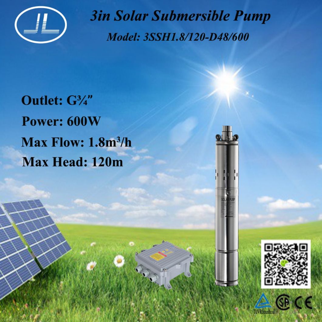 600W 3inch Solar Power Submersible Pumps, Irrigation Pump, Brushless DC Pump