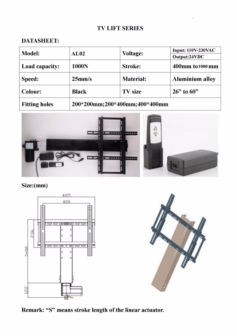 Remote Motorized Electric Actuator TV Drop Down Lift Pop Ceiling Mount 28