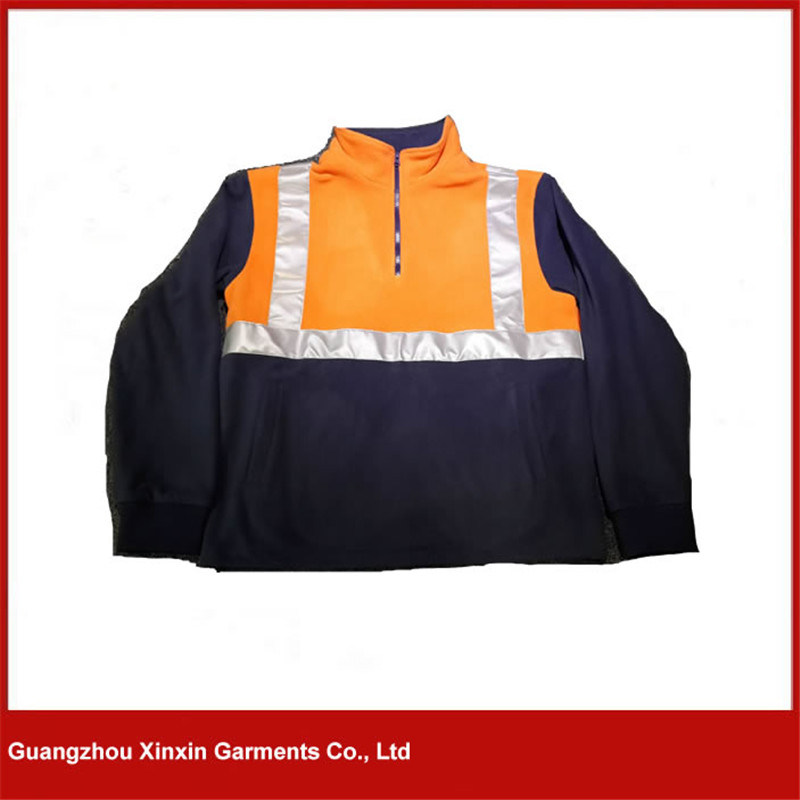 Safety Orange Blue Working Fleece Jacket with Reflective Band for Winter (W62)