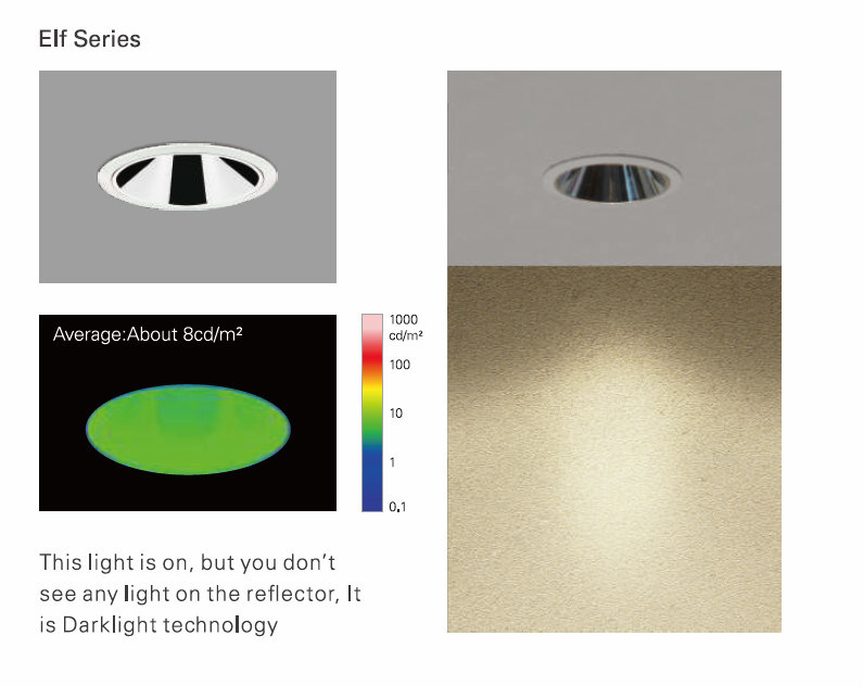 High CRI >90 COB LED Ceiling Downlight with Dark Technology