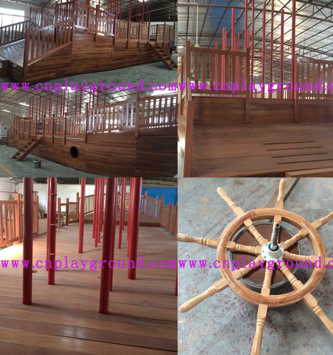 2018 Playground Wooden Pirate Ship Outdoor Playground Equipment (HF-16801)