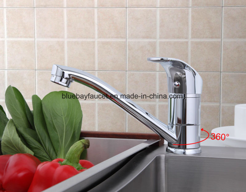 Deck Mounted Kitchen Sink Faucet Hot and Cold Water Chrome/ Mixer Tap