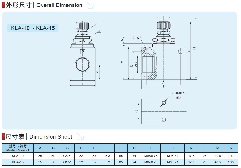 Kla Pneumatic Flow Control Directional Valve