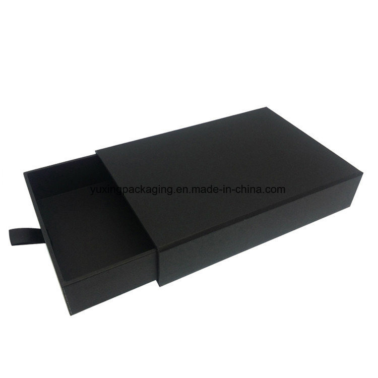 Fashion Slide Open Design Matt Black T-Shirt Drawer Paper Box