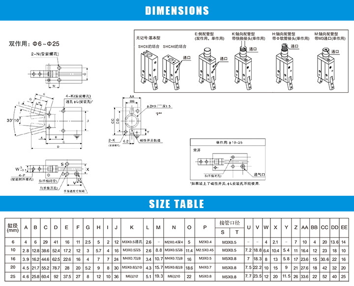 SMC Type 2 Finger Rotary Clamp Festo Master Pneumatic Rodless Air Cylinder