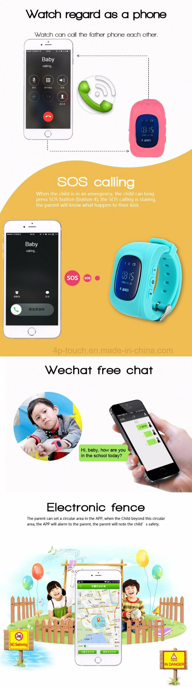 Kids GPS Tracker Watch with Sos Function for Child (Y2)