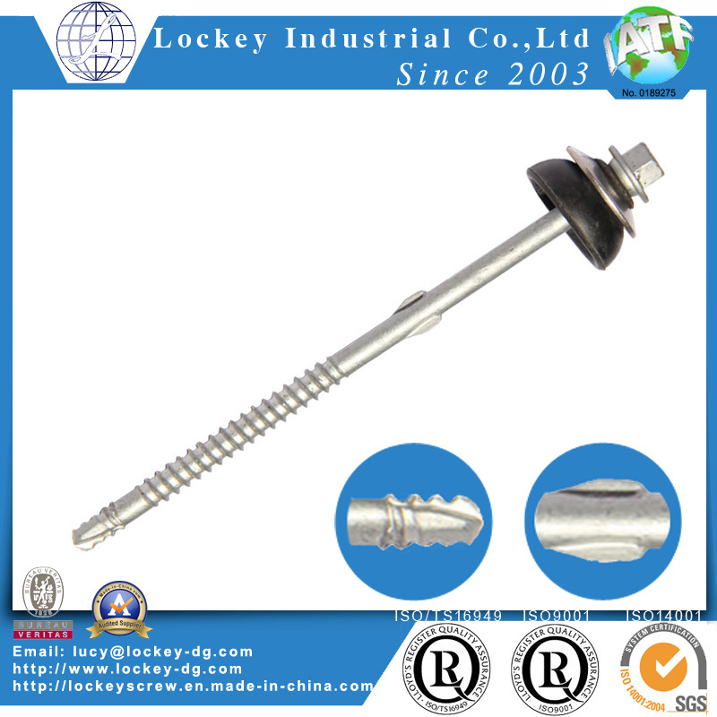 Hex Washer Head Roofing Screw with Wing Steel HDG