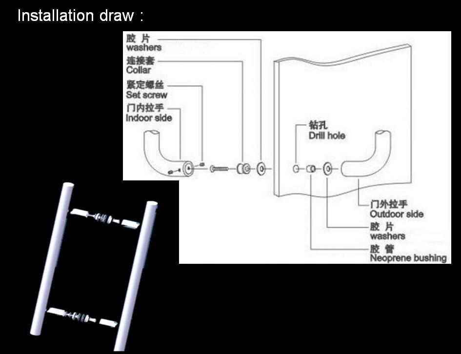 D Design Stainless Steel Shower Door Pull Handle