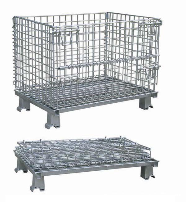 Foldable Heavy Duty Wire Mesh Cage for Warehouse Storage