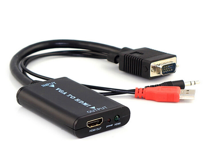 Mini HD Video Converter VGA to HDMI 1080P Converter Adaptor Cable with USB Power + 3.5mm Audio