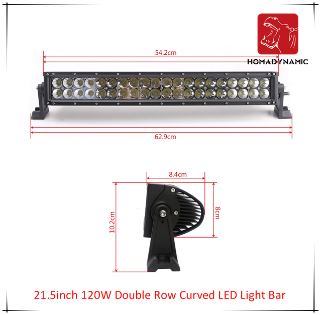 LED Car Light of 21.5inch 120W Double Row Curved LED Light Bar Waterproof for SUV Car LED off Road Light and LED Driving Light