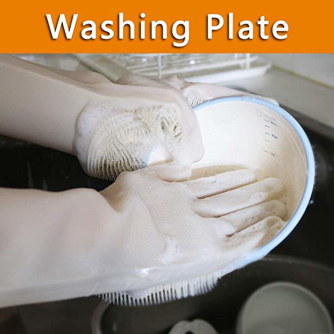 Kitchen Bathroom Pet Food Grade Silicone Rubber Work Dishwashing Gloves