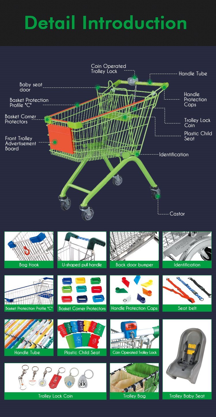Retail Shop Good Quality 100L Shopping Trolley Cart