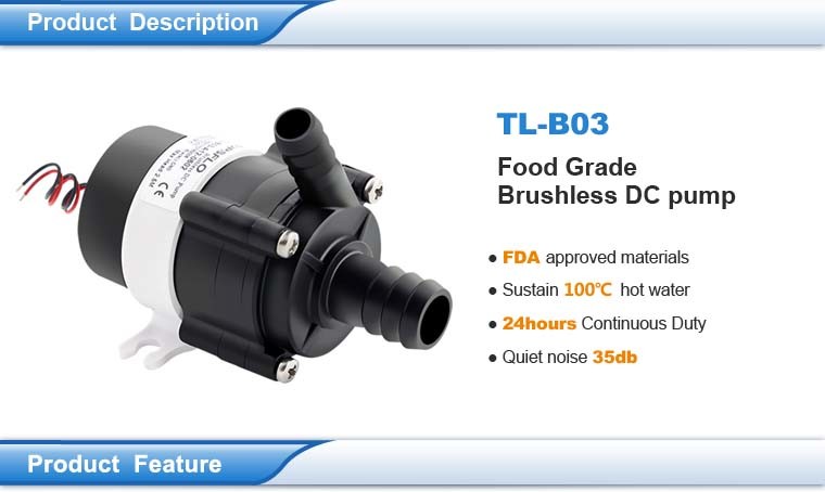 High Quality Tl-B03 Electric Food Grade Small 12V 24V Mini Brushless DC Water Pump