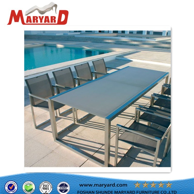 Outdoor Garden Stainless Steel Furniture Dining Set and Stainless Steel Tea Table