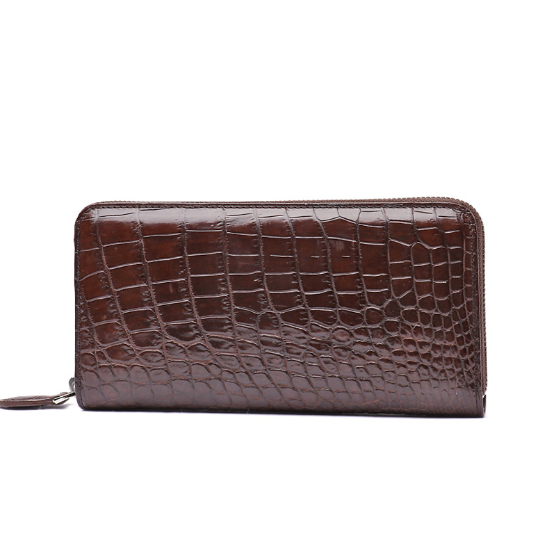 Men Leather Wallet Genuine Crocodile Belly Skin Clutch Travel Wallet