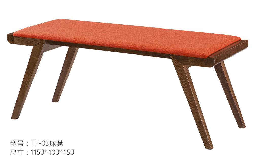 Modern Wooden Legs Fabric Seating Bed Bench for Bedroom furniture