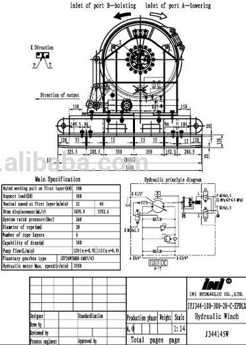 Ini Hydraulic Pulling Winch 10 Ton Hydraulic Recovery Winch