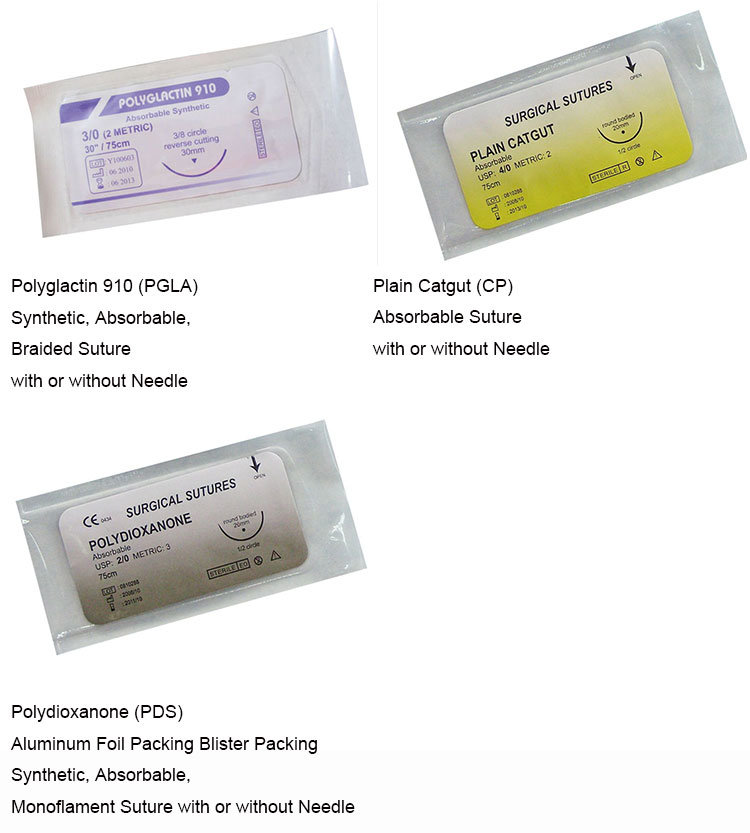 Chinese Supplier Absorbable Polyglycolic Acid PGA Surgical Sutures with Needle