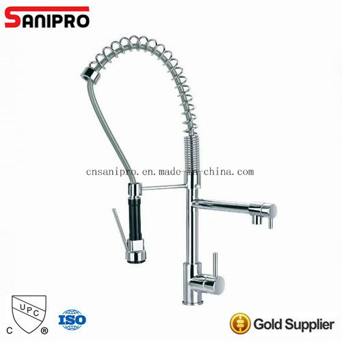 Sanipro Bright Shiny Single Lever Pull out 3 Way Flexible Kitchen Faucet