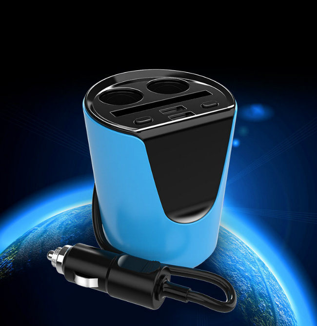 3.1A Dual USB Multifunction Cigarette Lighter with Card Slot Cup