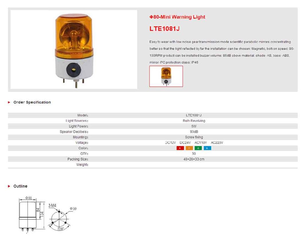 081 Mini Warning Light Miniature Buzzers (Î¦ 80)