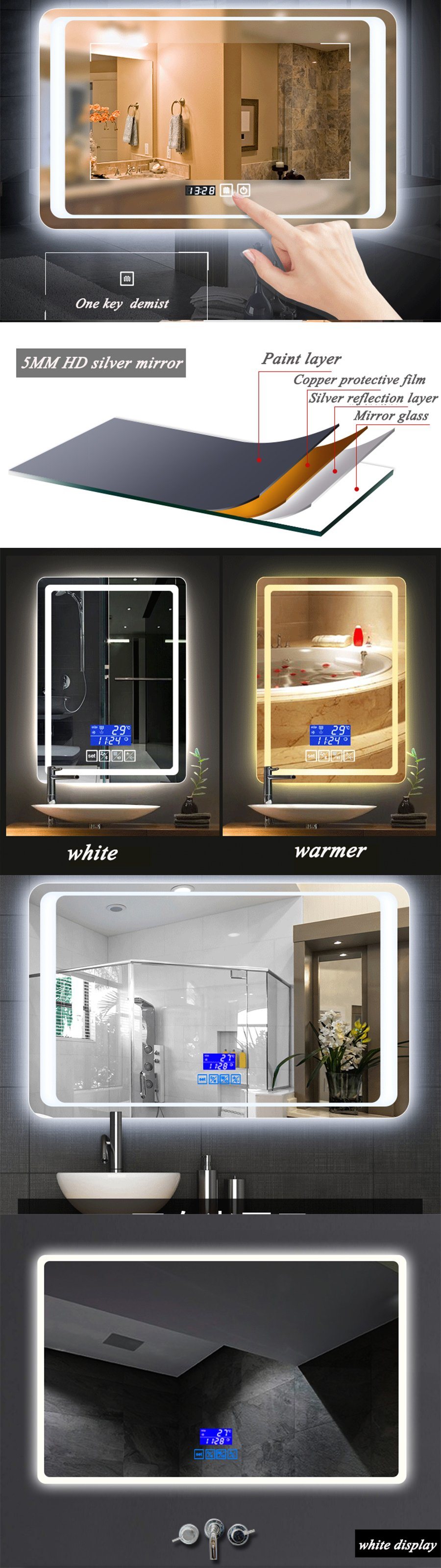 5mm HD Silver Mirror LED Bathroom Mirror with Ce Approved Bg-003