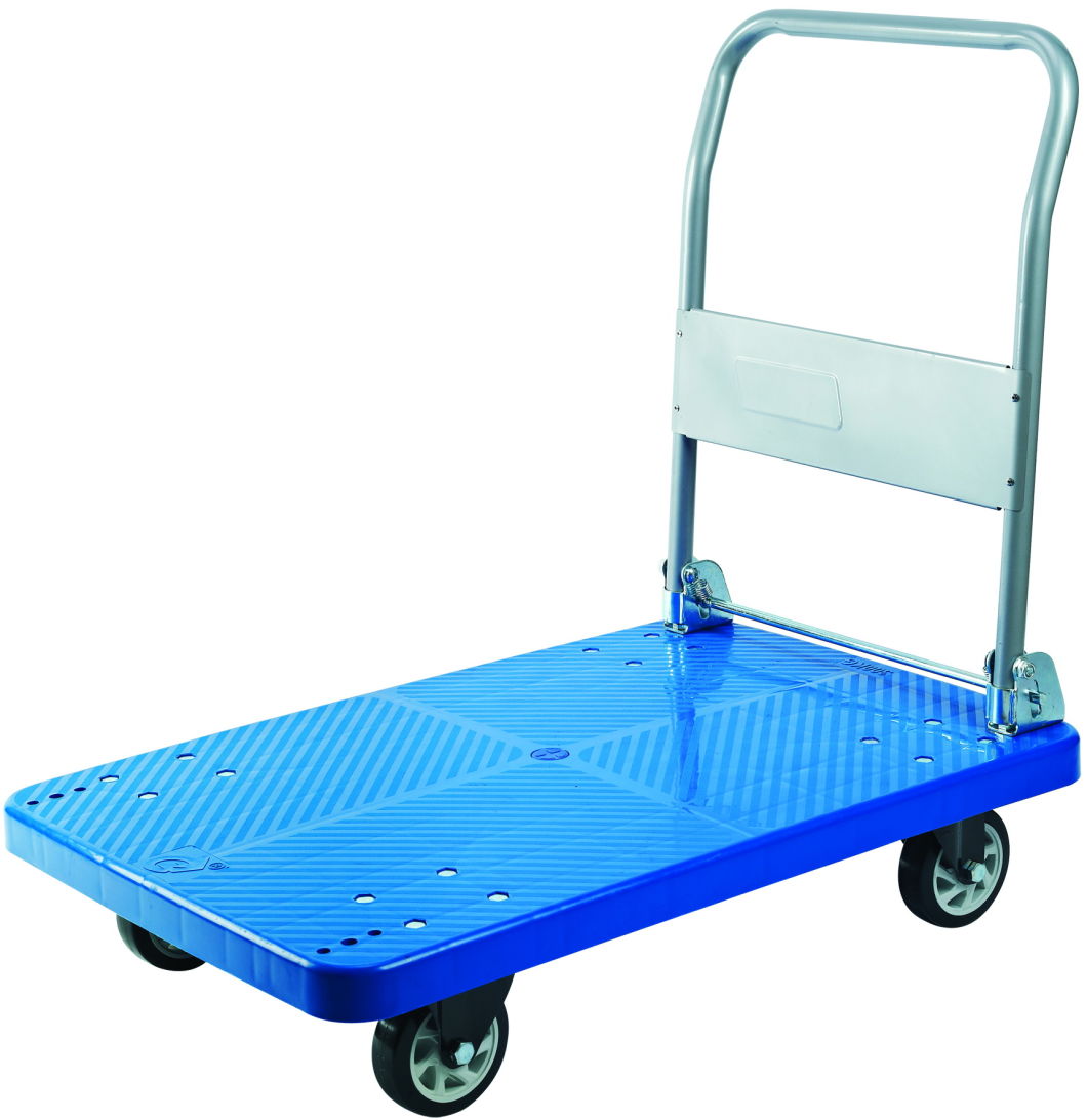 150kgs Plastic Platform Trolley Folding Hand Truck with PVC Wheels