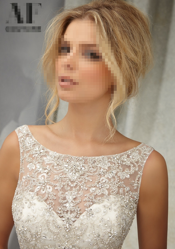 Satin Lace A-Line Bridal Wedding Dresses (WMA106)