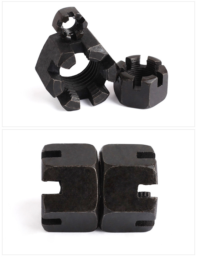 DIN 935 Black Steel Hexagon Slotted Hex Castle Nut