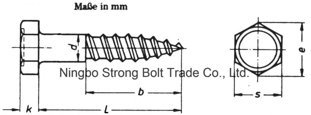 DIN571 Hex Head Lag Screws Hex Wood Screws M6X50 with Zinc Palted