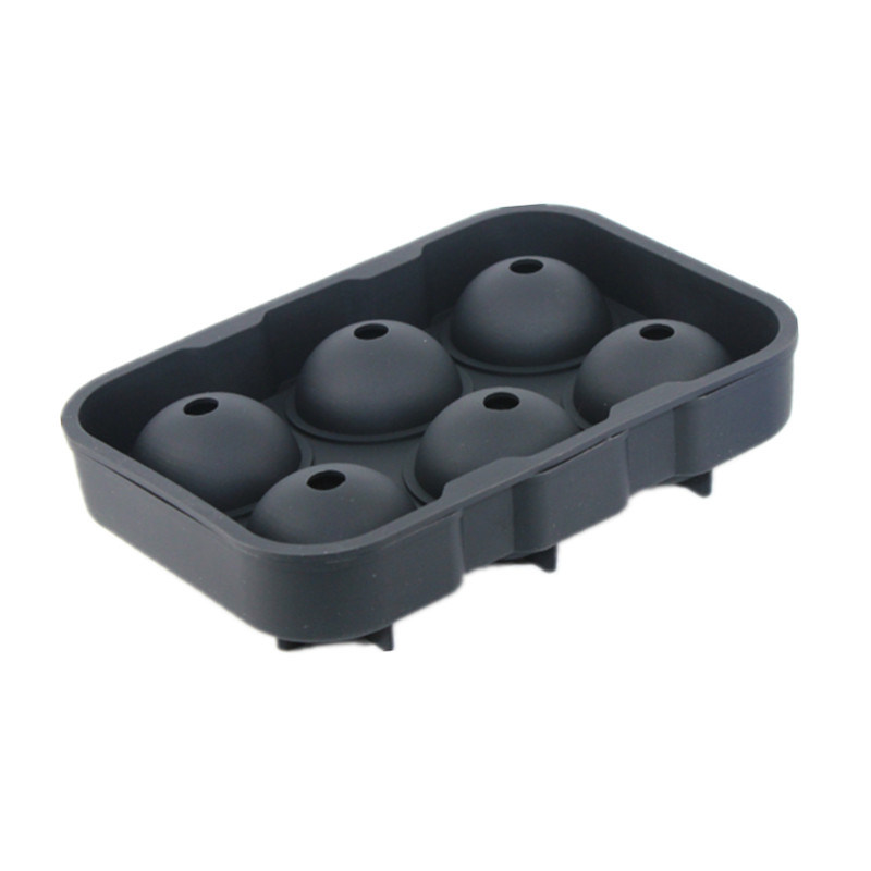 FDA Certificate Food Grade Material 6PCS Silicone Ice Mold, Silicone Ball Shape Ice Cube Tray