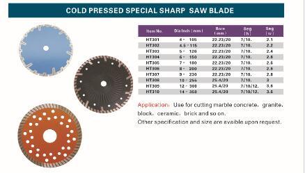 Diamond Sintered Turbo Cutting Blade for Hard Stone, Sintered Cutting Disc for Hard Marble