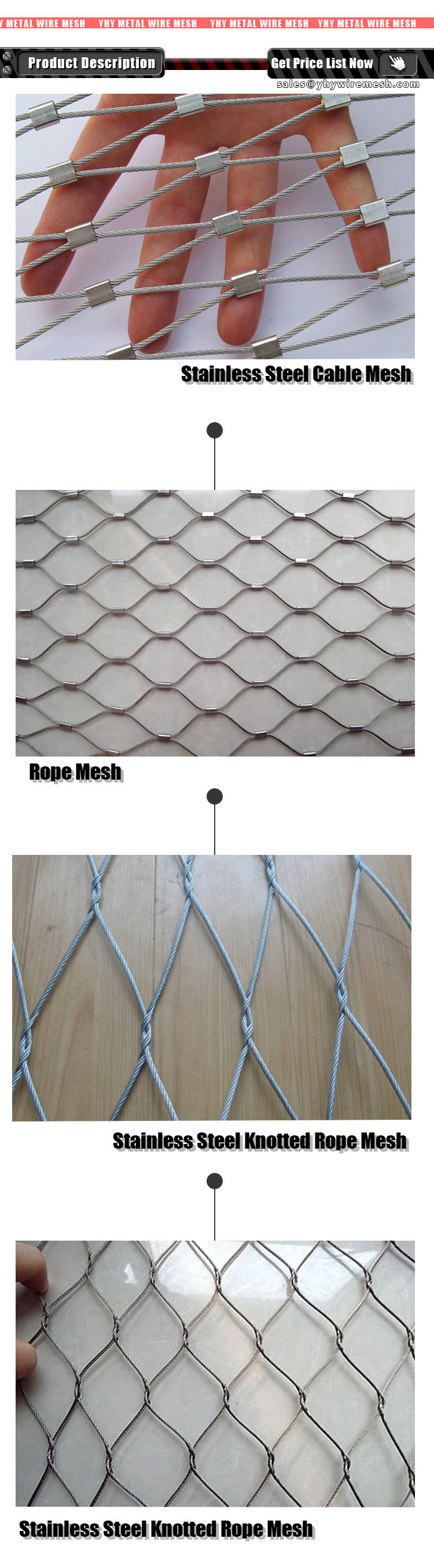 Flexible Archiectural SS316 Stainless Steel Cable Mesh Used for Zoo