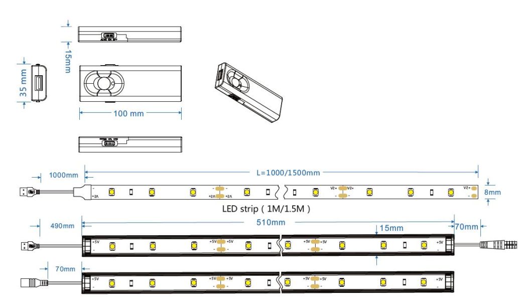 LED Human Sensor Night Light Strip Kit with Ce&RoHS