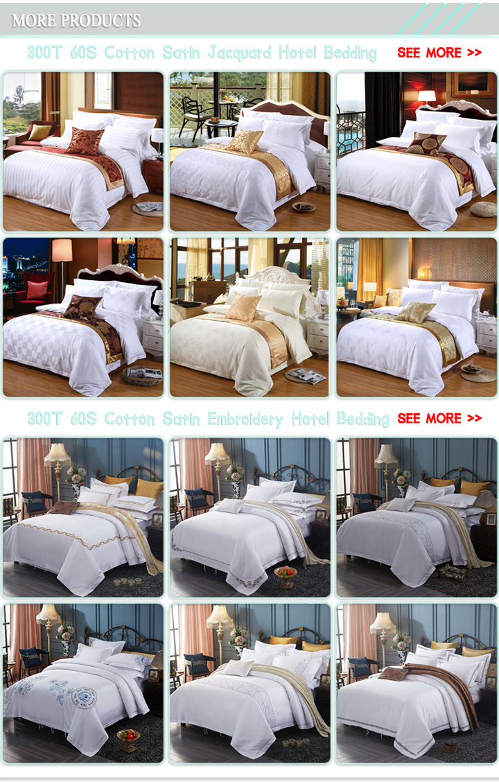 China Supplier White Cotton Satin Jacquard Five Star Hotel Bedding