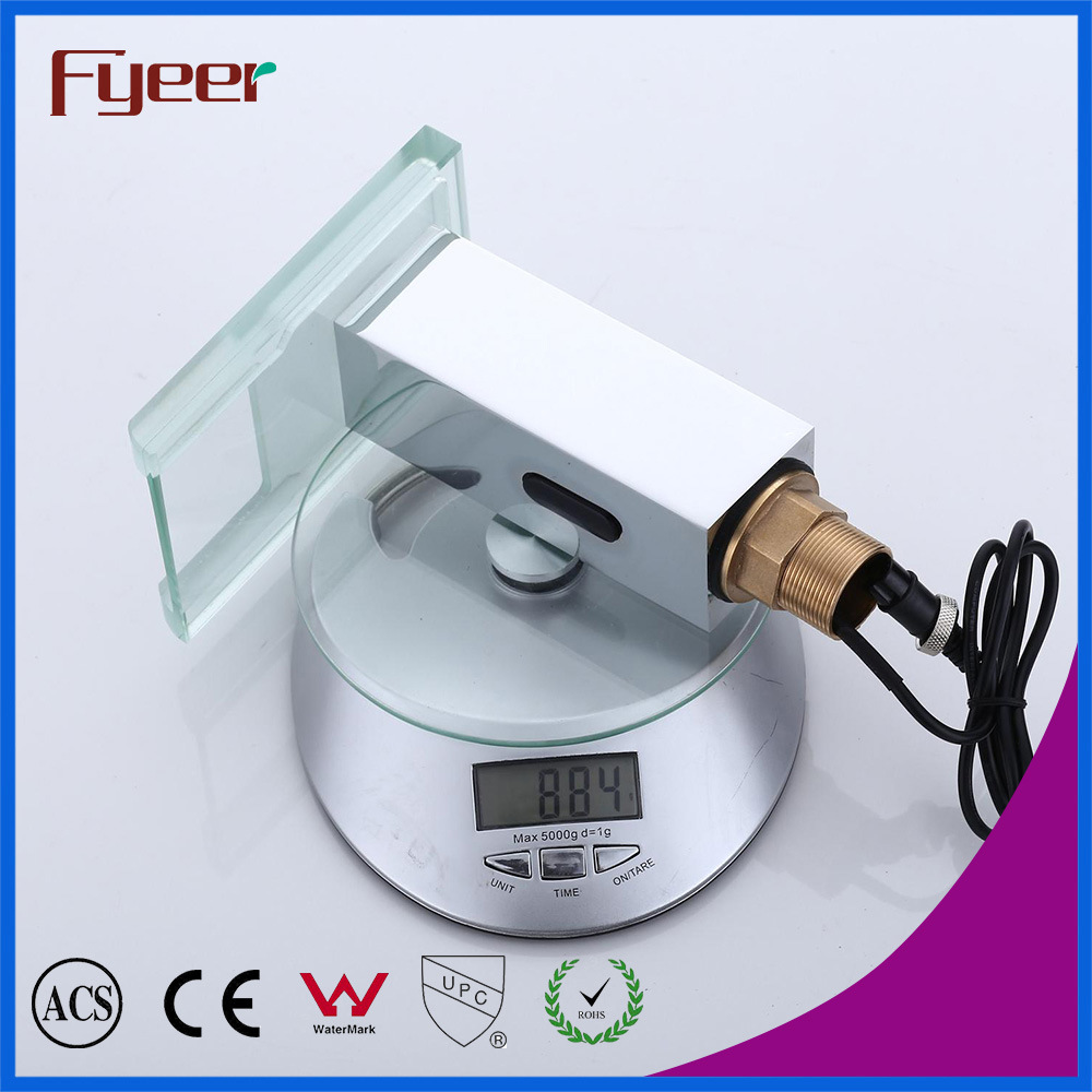 Fyeer Glass Spout Waterfall Automatic Sensor Faucet with LED Light