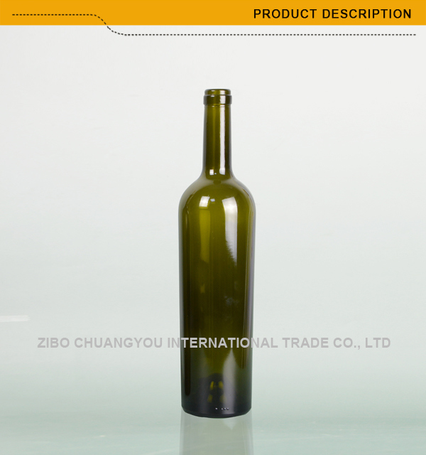 750ml Green Glass Wine Bottle with Cork (001)