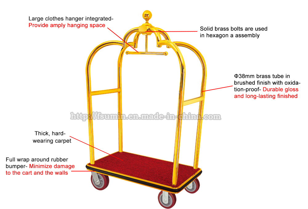 Executive Bellman's Luggage Cart- Titanium Gold Finish